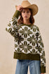 BiBi Flower Pattern Long Sleeve Sweater - Fashorio