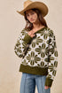 BiBi Flower Pattern Long Sleeve Sweater - Fashorio
