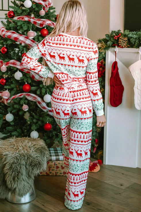 Christmas Element Round Neck Top and Pants Lounge Set - Fashorio