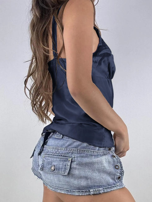 Lace Trim V-Neck Cami Top - Fashorio