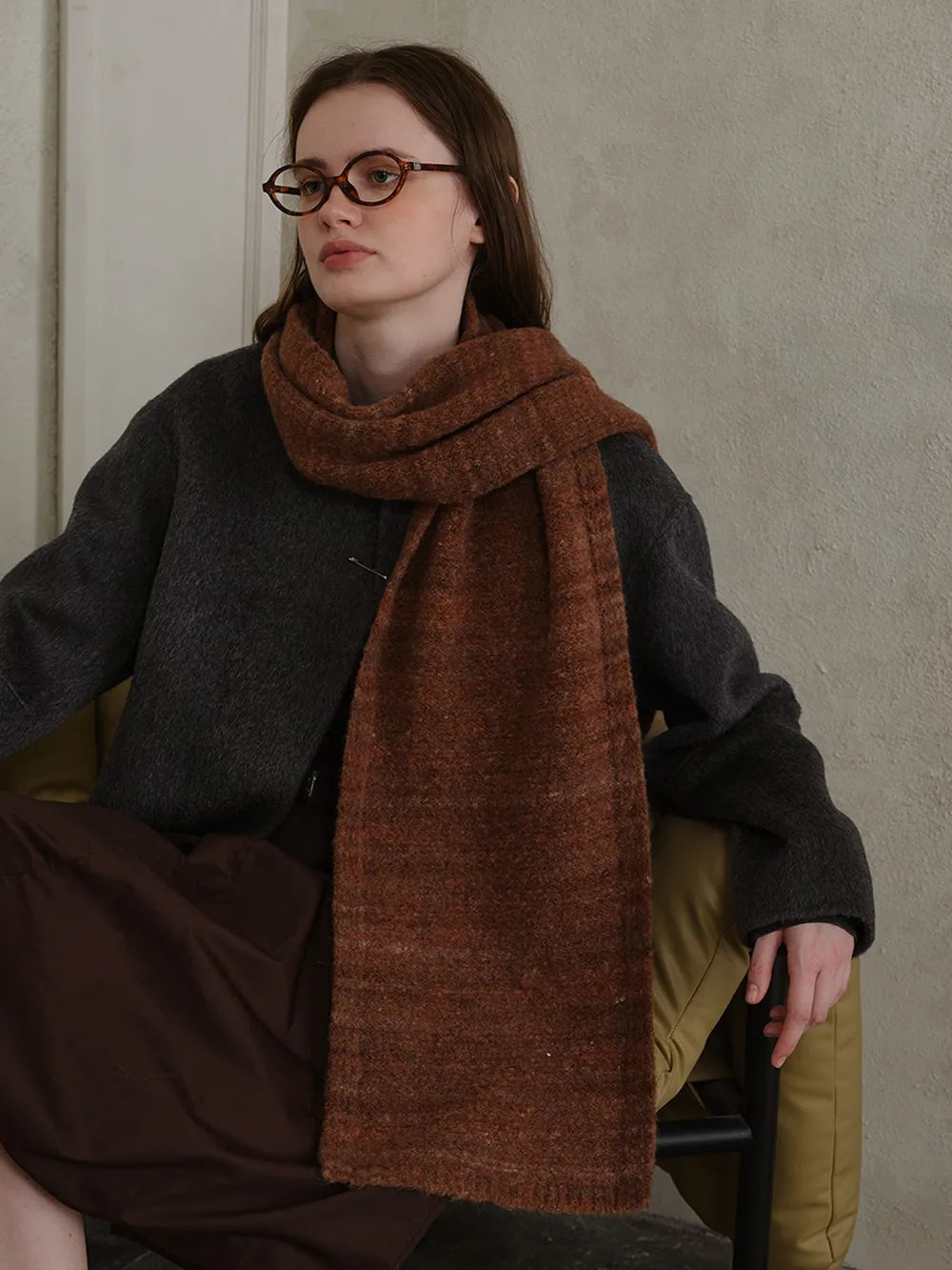 Striped Detail Knit Scarf - Fashorio