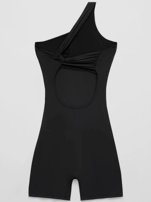 Single Shoulder Active Romper - Fashorio