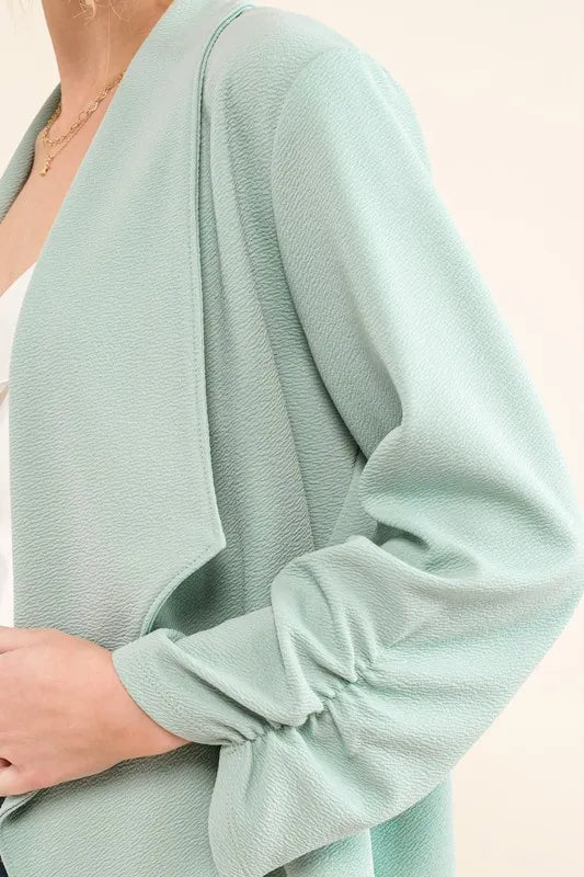 And The Why Stretch Non-Wrinkled Basic Open-Front Blazer - Fashorio