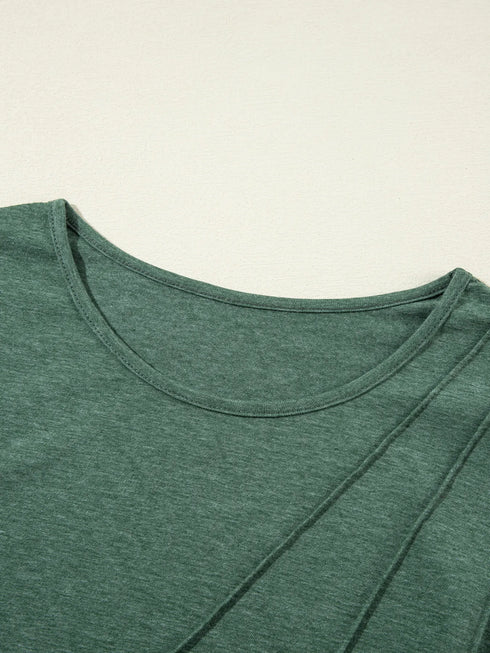 Asymmetric Seam Detail Long Sleeve Top - Fashorio