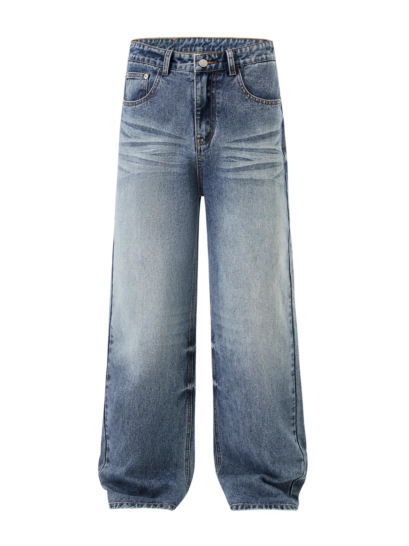 Men's Full Size Vintage Washed Wide Leg Relaxed Fit Jeans Plus Size - Fashorio