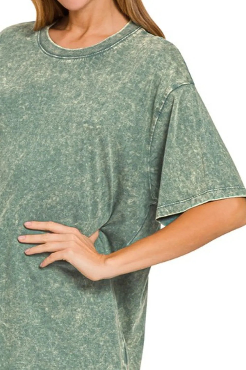 Zenana Washed Short Sleeve Top - Fashorio