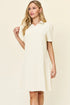 Double Take Full Size Texture Collared Neck Short Sleeve Dress Cream - Fashorio
