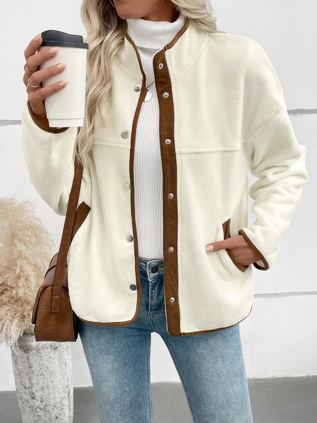 Snap Down Long Sleeve Jacket – Lightweight Buttoned Outerwear - Fashorio
