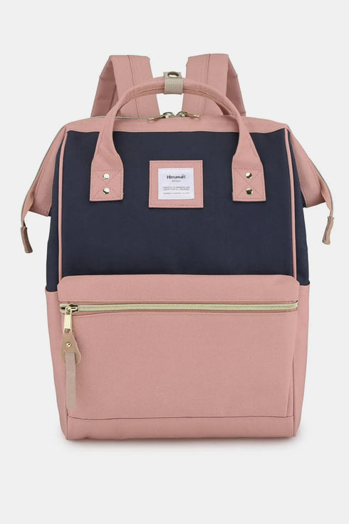 Himawari Waterproof Canvas Backpack Bag with Side Pockets B-Pink Navy One Size - Fashorio