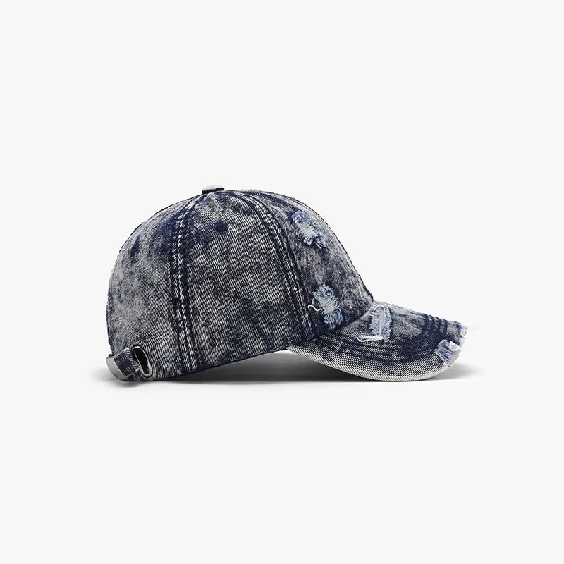Distressed Cotton Baseball Cap - Fashorio