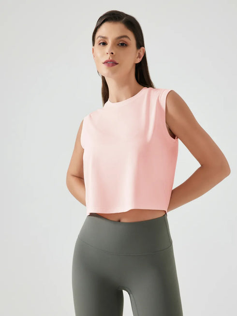 Millennia Round Neck Cropped Active Tank - Fashorio