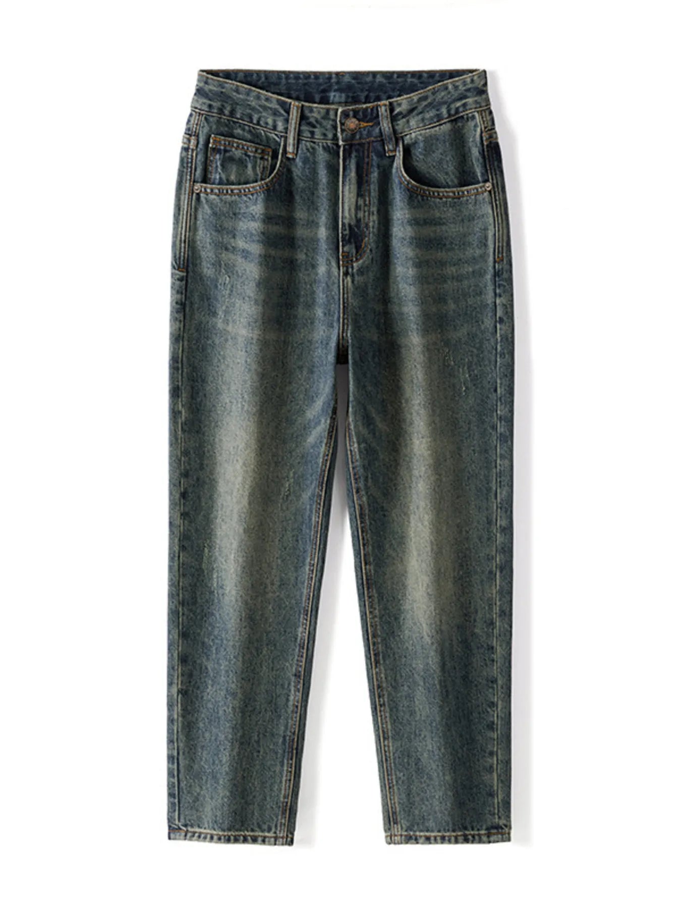 Men's Plus Size Washed Wide Leg Relaxed Fit Jeans - Fashorio
