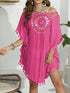 Tassel Crochet Round Neck Cover-Up Fuchsia Pink One Size - Fashorio