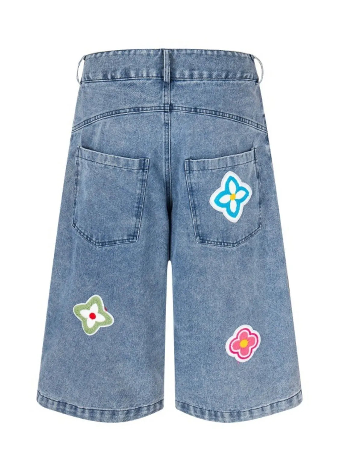 Men's Flower Patch Denim Shorts - Fashorio
