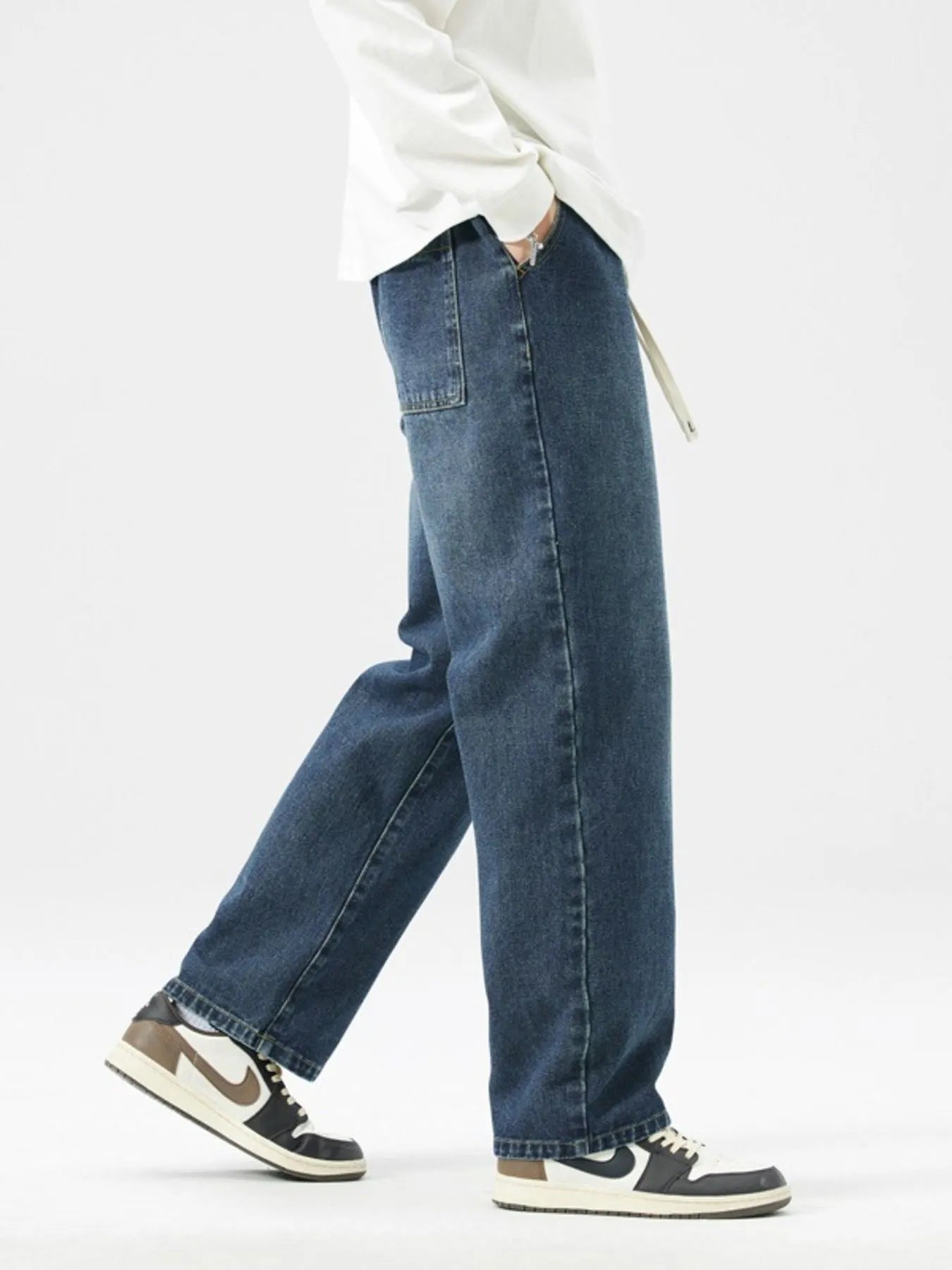 Men's Full Size Wide Leg Wash Jeans Plus Size - Fashorio