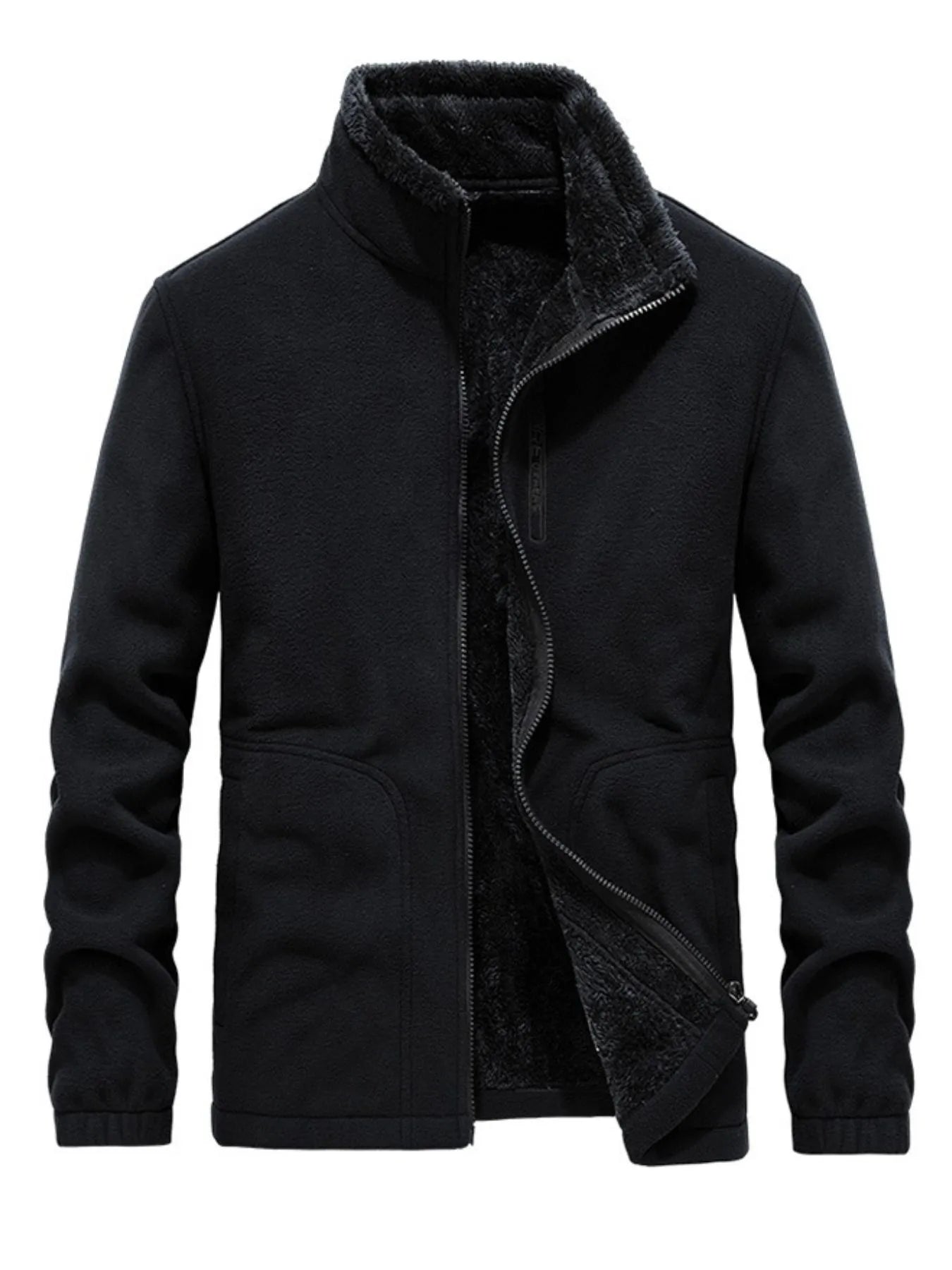 Men's Zip Up Long Sleeve Jacket Black - Fashorio