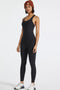 Crisscross Back Wide Strap Active Jumpsuit Black - Fashorio