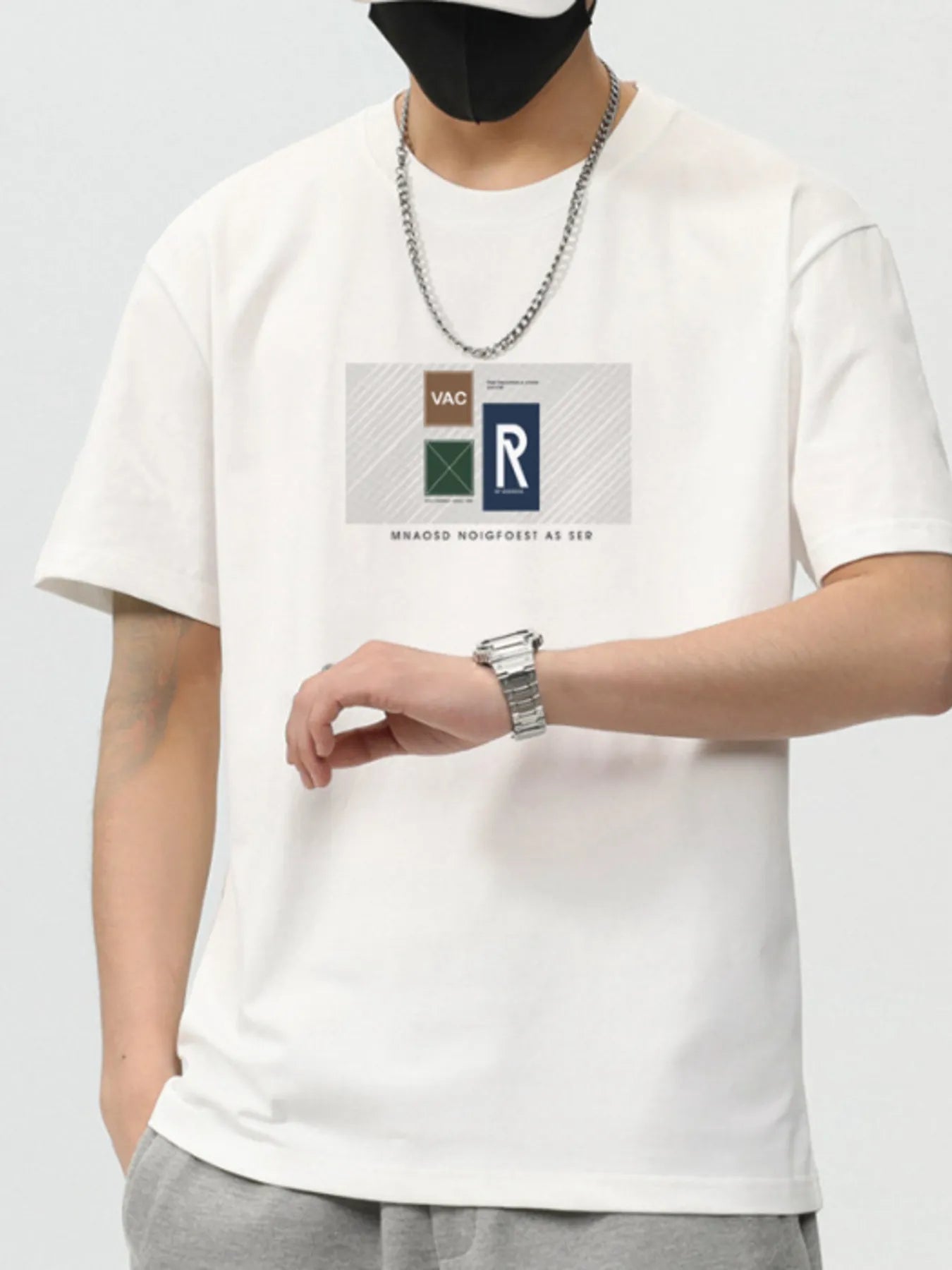 Men's Plus Size Graphic Short Sleeve T-Shirt White - Fashorio