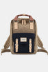 Himawari Contrast Waterproof Nylon Backpack Bag Beige Navy One Size - Fashorio