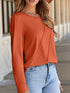 Asymmetric Seam Detail Long Sleeve Top - Fashorio