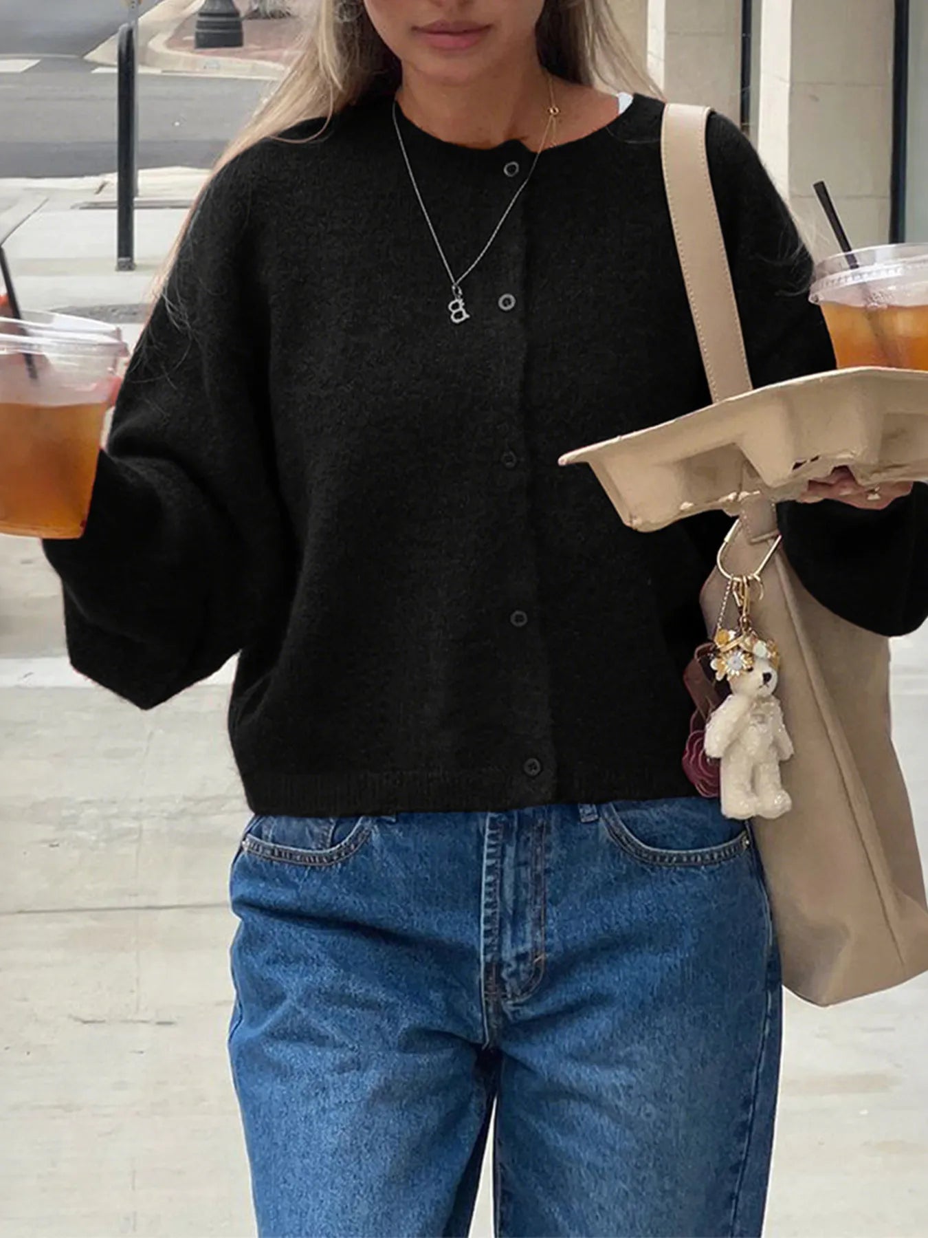 Button-Up Cropped Sweater Cardigan - Fashorio