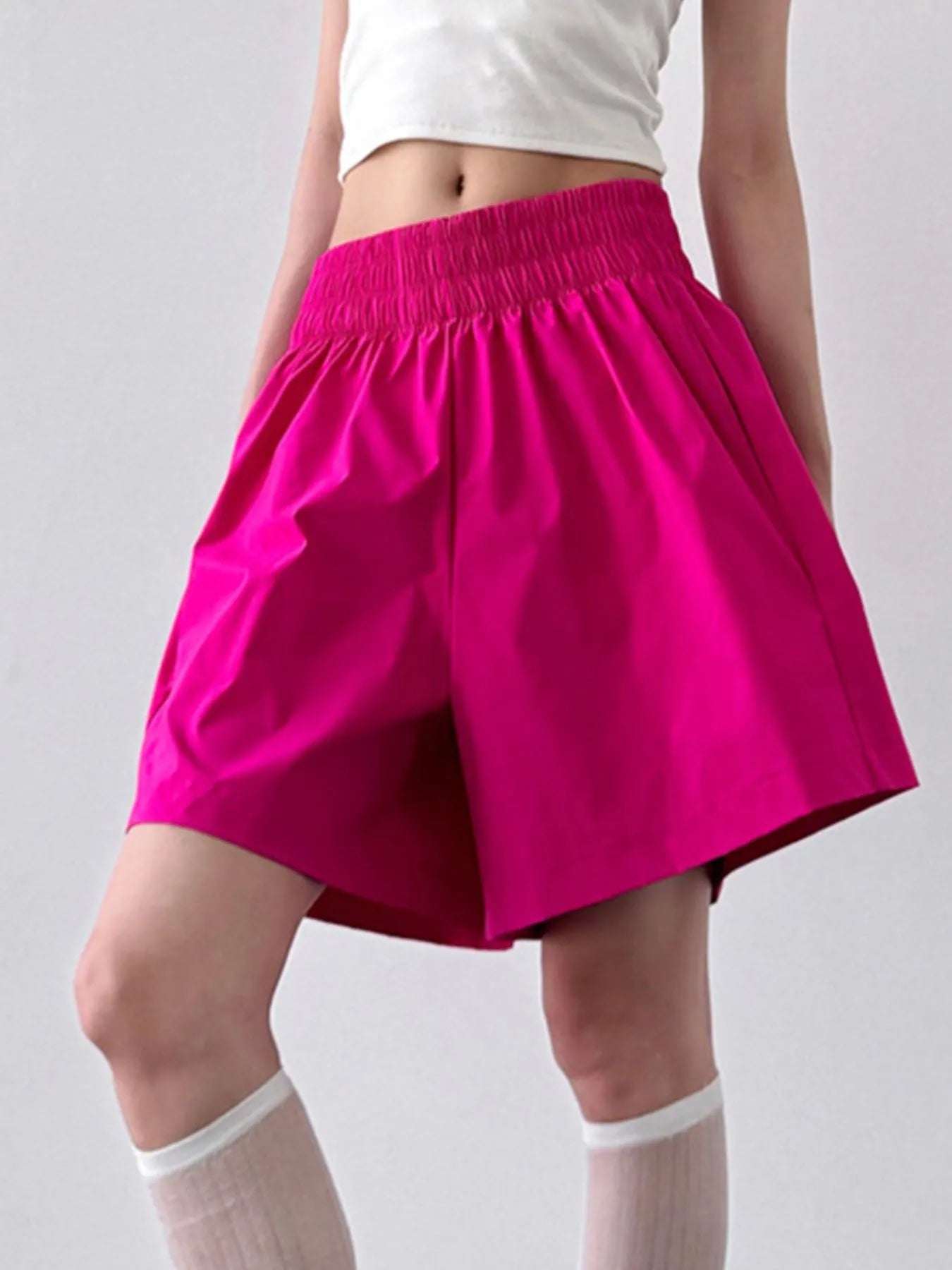 Smocked Wide-Leg Shorts - Fashorio