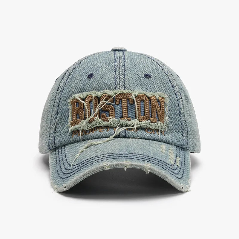 Letter Adjustable Cotton Baseball Cap Sage One Size - Fashorio