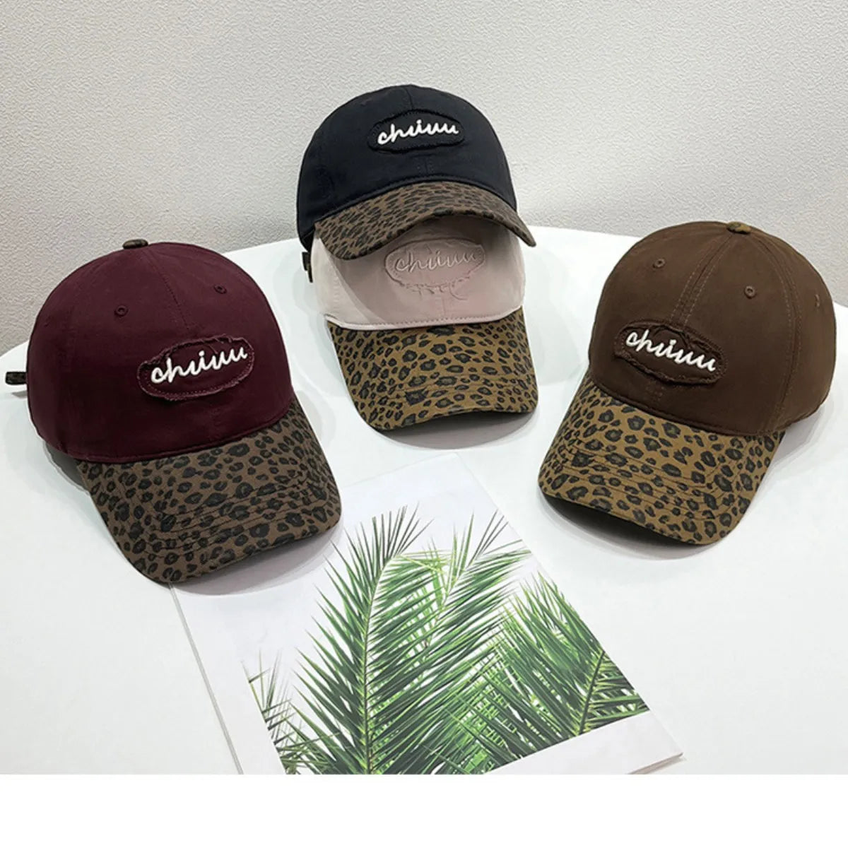Leopard Print Baseball Cap with Embroidered Letter - Fashorio