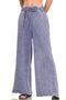 Zenana Acid Wash Fleece Palazzo Sweatpants with Pockets MARLIN - Fashorio