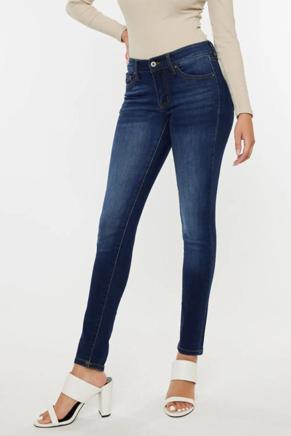 Kancan Mid Rise Gradient Skinny Jeans Dark - Fashorio