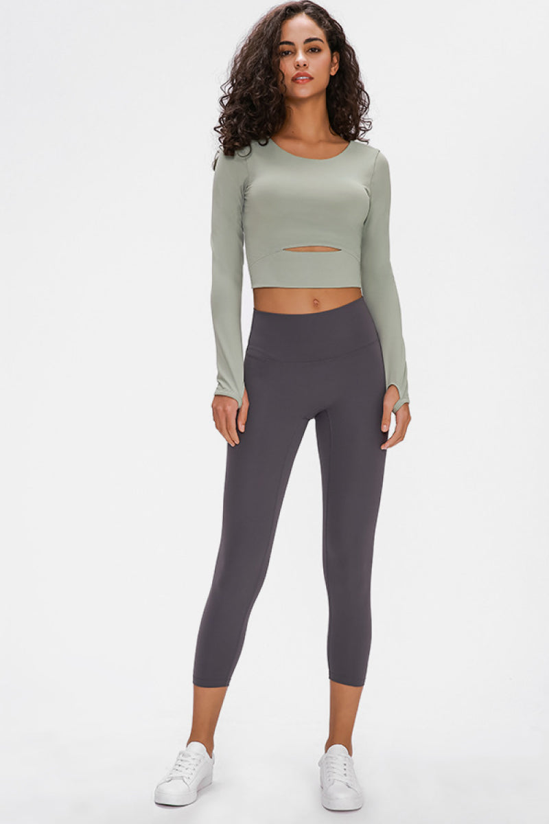 Millennia Long Sleeve Cropped Top With Sports Strap - Fashorio