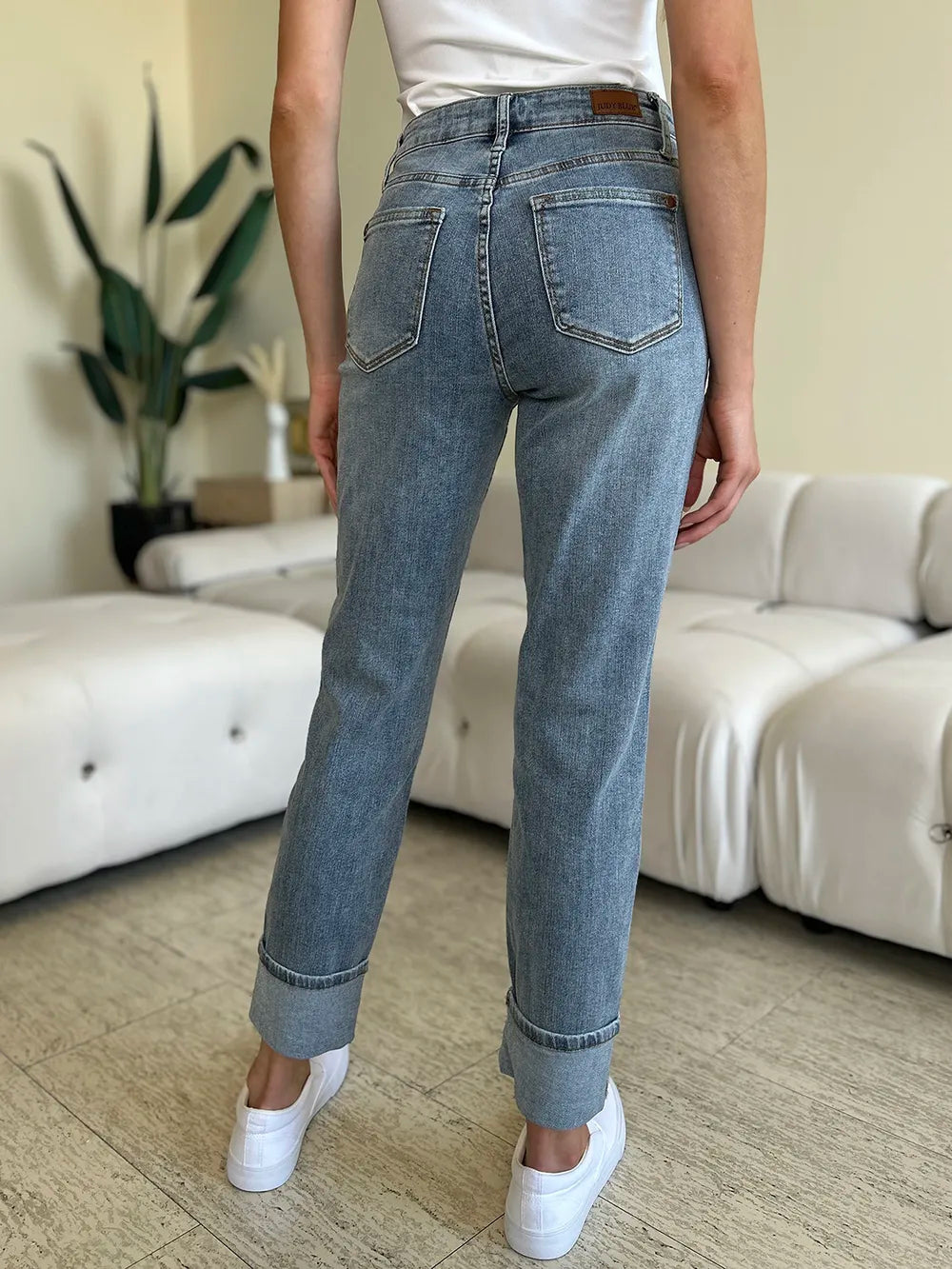 Judy Blue Full Size High Waist Cuff Hem Jeans - Fashorio