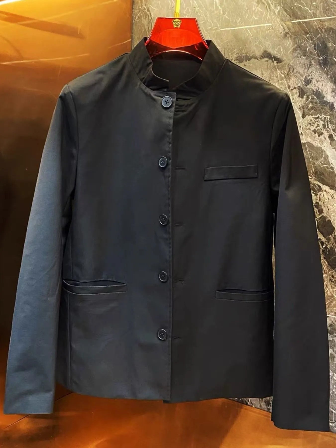 Men's Plus Size Button Up Long Sleeve Jacket Black Autumn - Fashorio