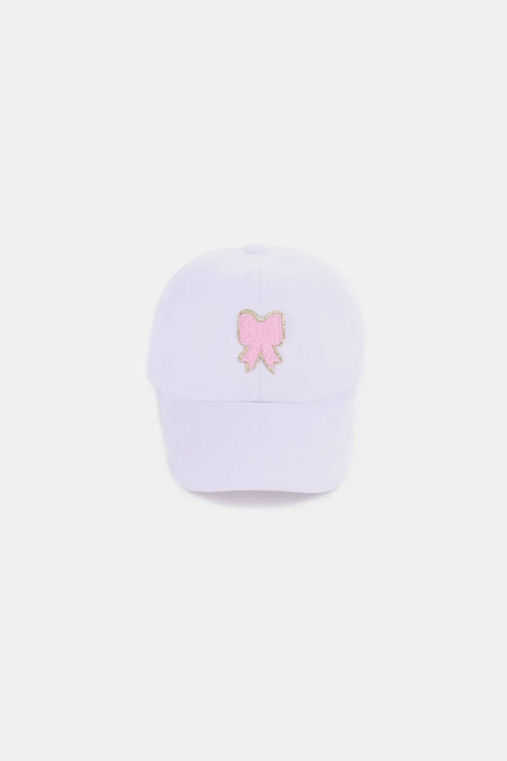 Zenana Ribbon Bow Chenille Patch Baseball Cap White One Size - Fashorio