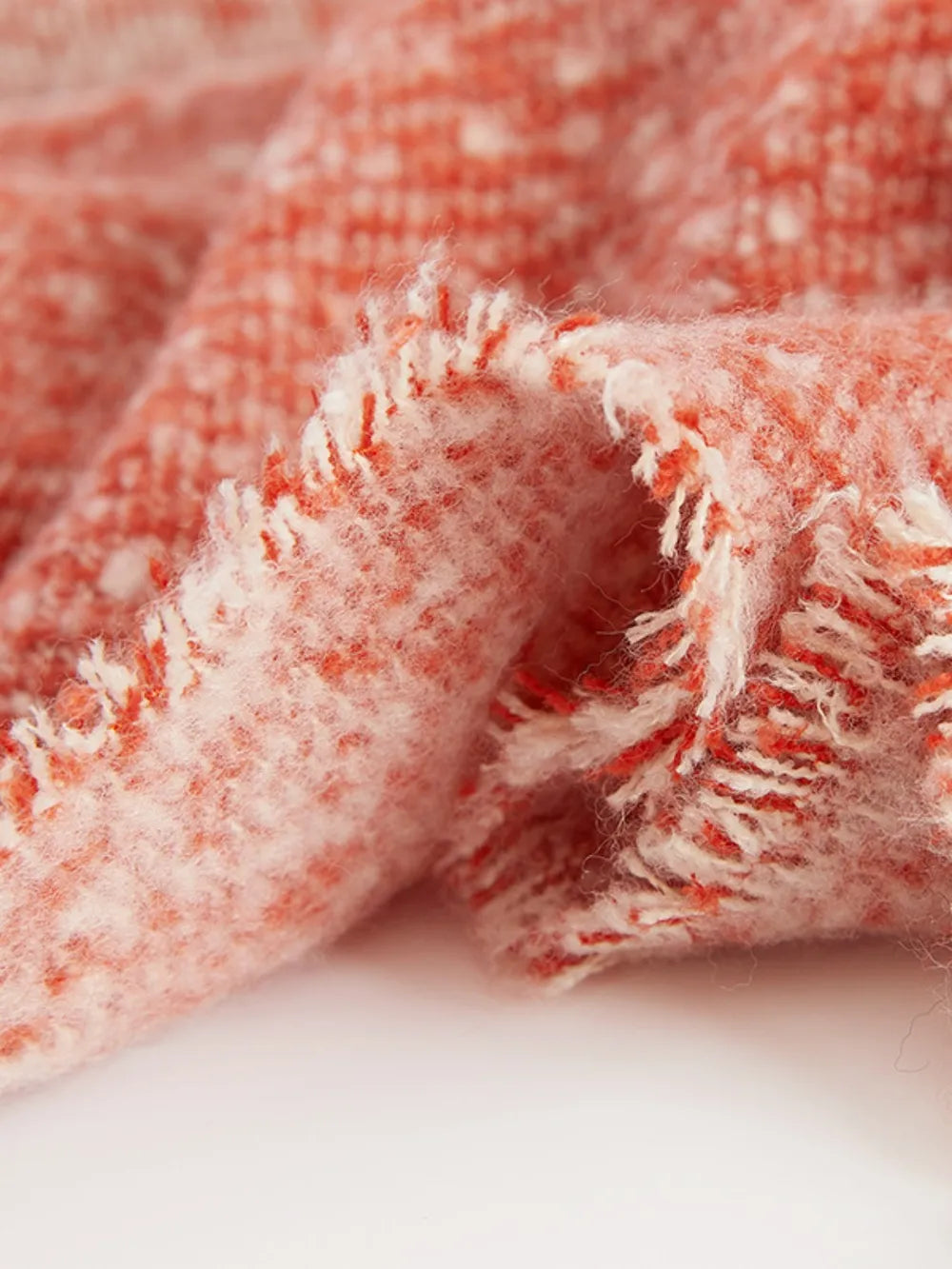 Raw Hem Heathered Polyester Scarf - Fashorio
