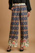 Umgee Full Size Mixed Print Elastic Waistband Pants Plus Size TEAL MIX - Fashorio