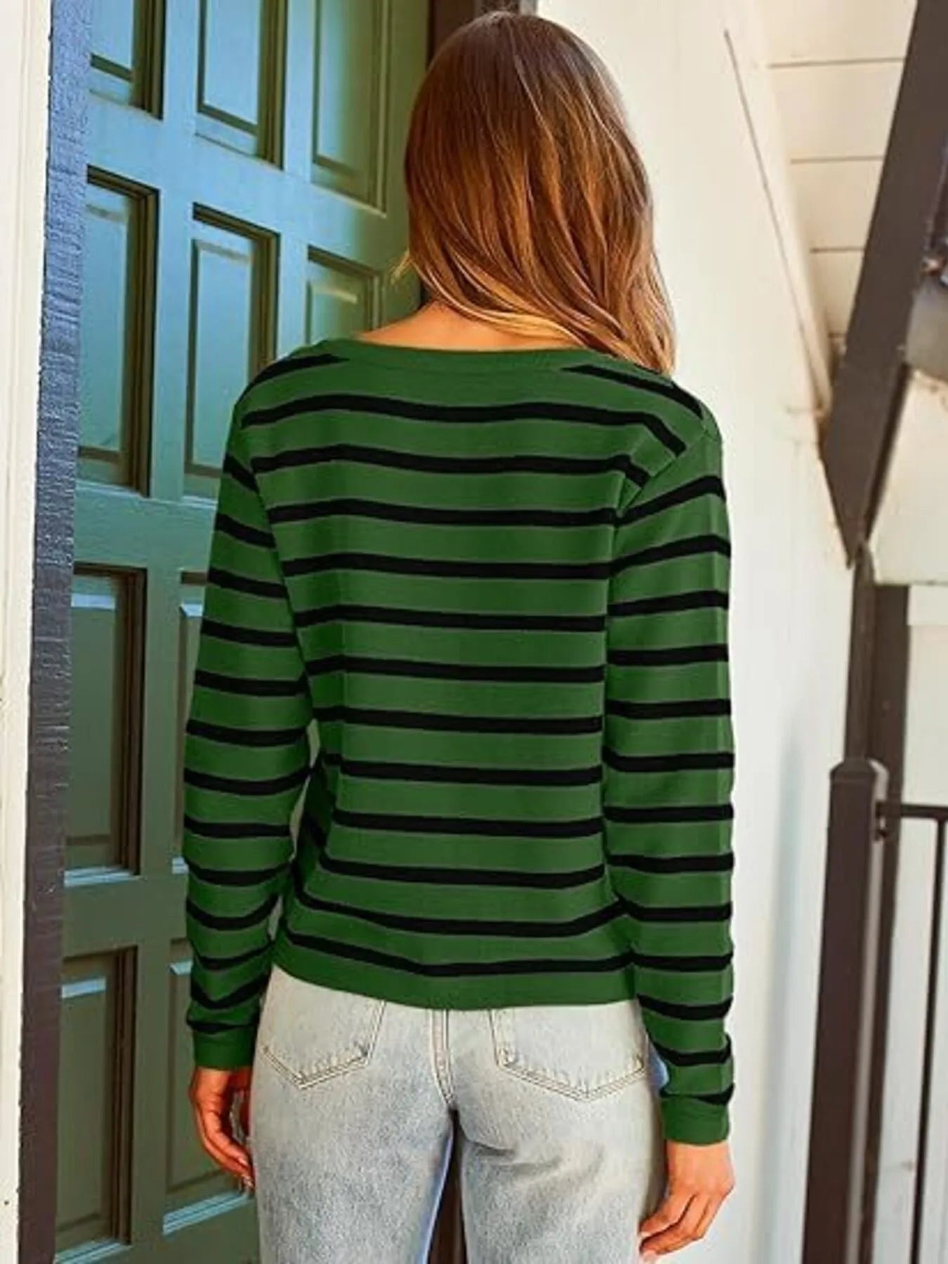 Striped Button-Up Cardigan - Fashorio