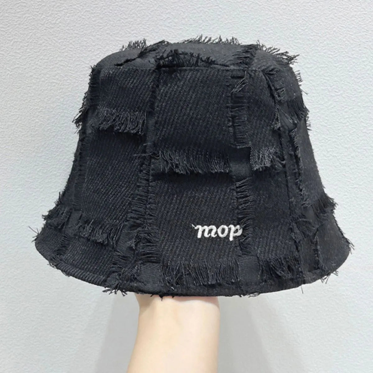 Frayed Edge Bucket Hat Black One Size - Fashorio
