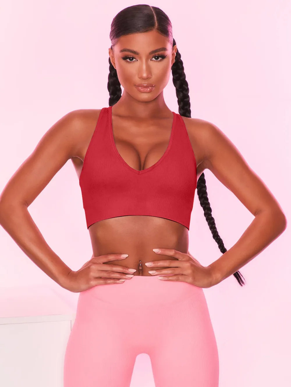 Scoop Neck Wide Strap Active Bra - Fashorio