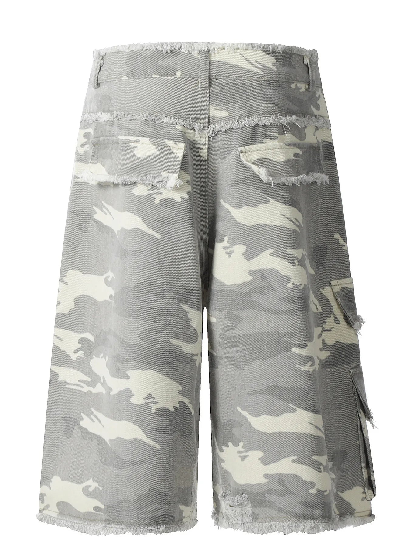 Men's Camouflage Denim Shorts with Raw Hem - Fashorio