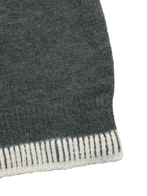 Contrast Trim Quarter Zip Hooded Sweater - Fashorio