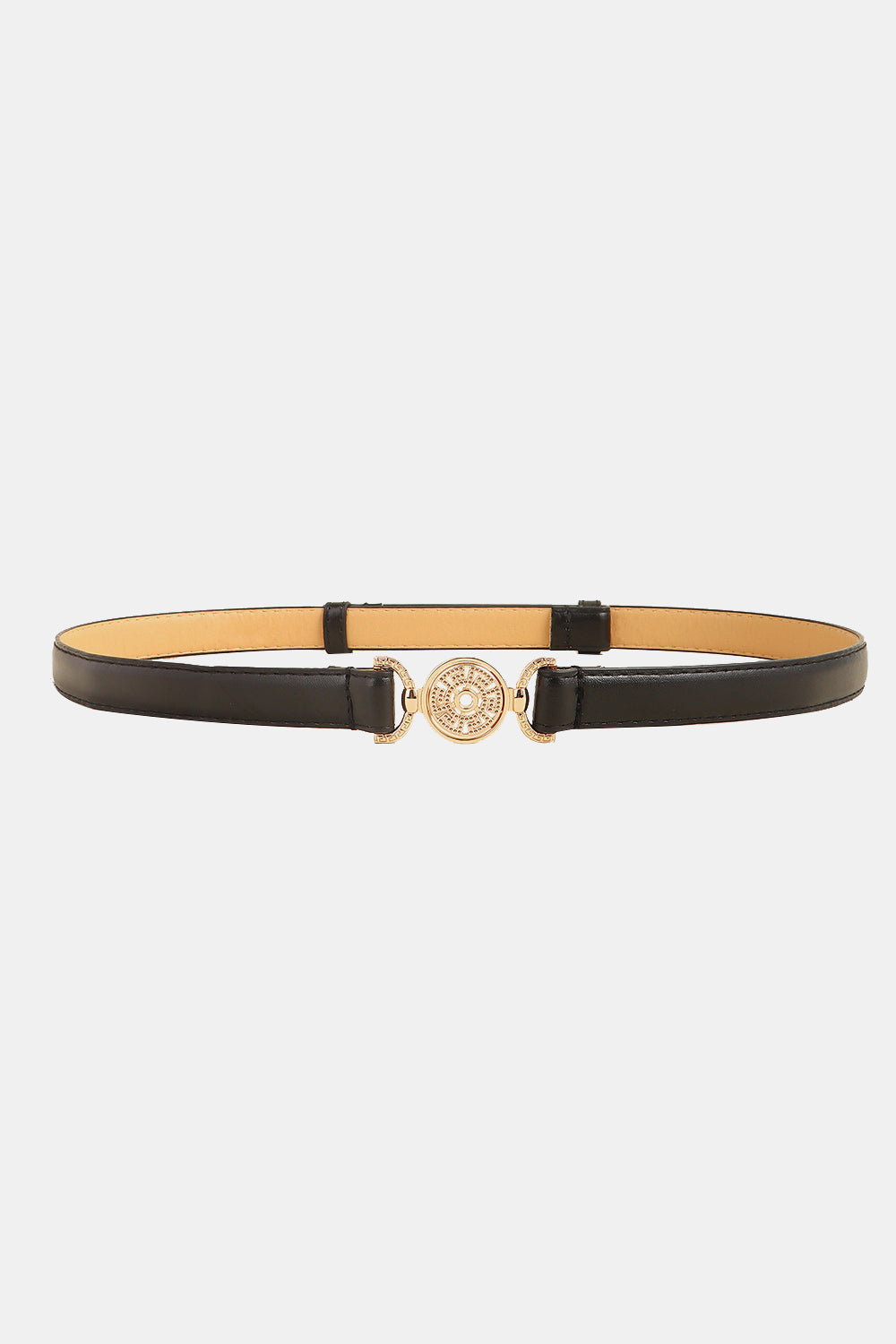 Rhinestone Decor PU Leather Belt Black One Size - Fashorio