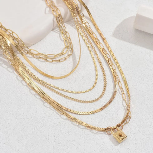18K Gold-Plated Stainless Steel Multi-Layer Necklace - Fashorio