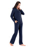 Collared Neck Long Sleeve Loungewear Set with Pockets - Fashorio