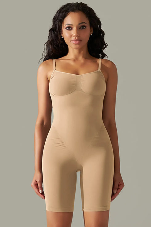 Spaghetti Strap Active Romper Tan - Fashorio