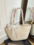 Woven Straw Shoulder Bag with Lace Bow Detail - Fashorio