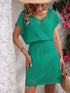 Openwork V-Neck Short Sleeve Cover-Up Dress - Fashorio