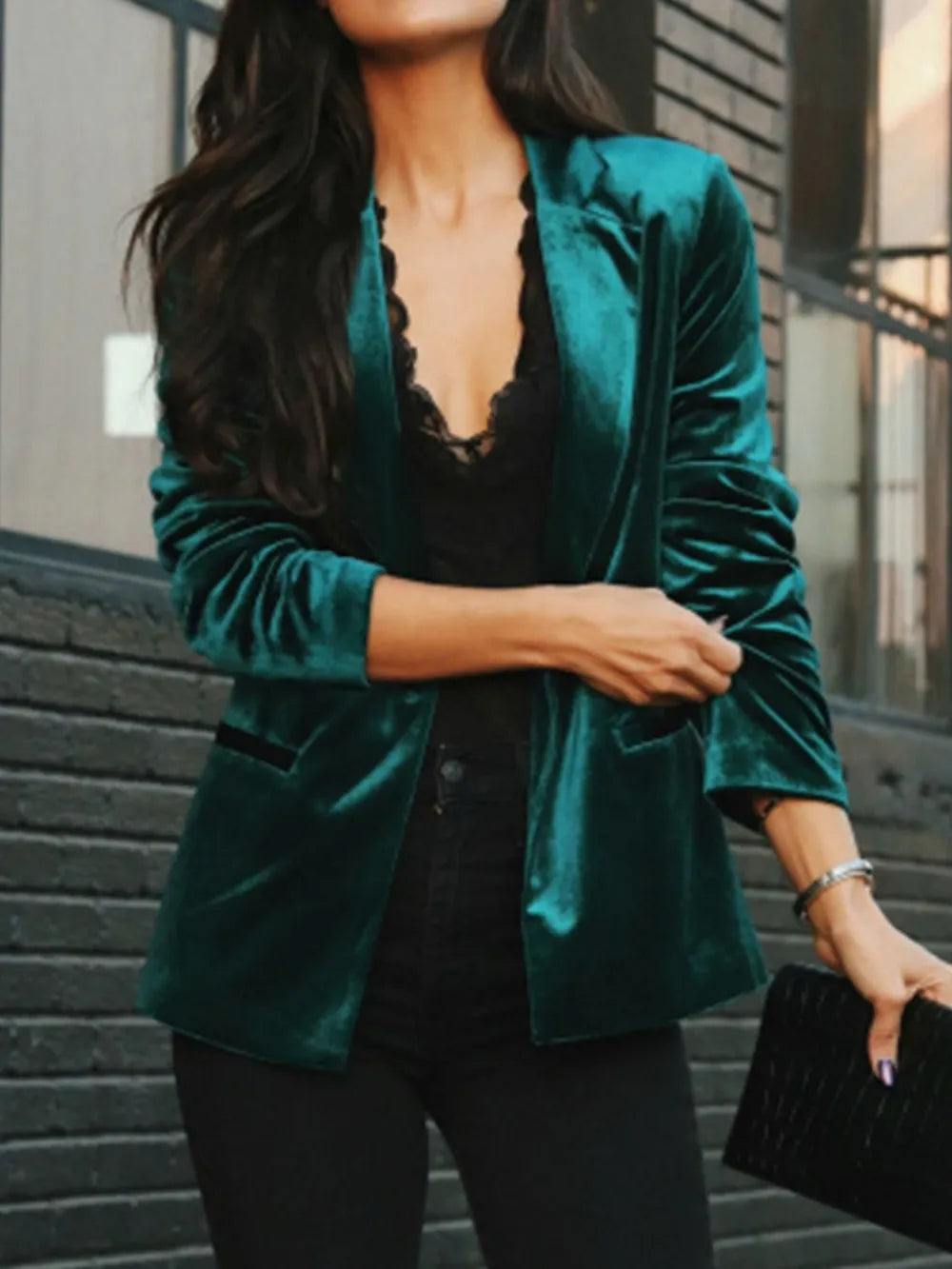 Button Up Lapel Collar Blazer - Fashorio