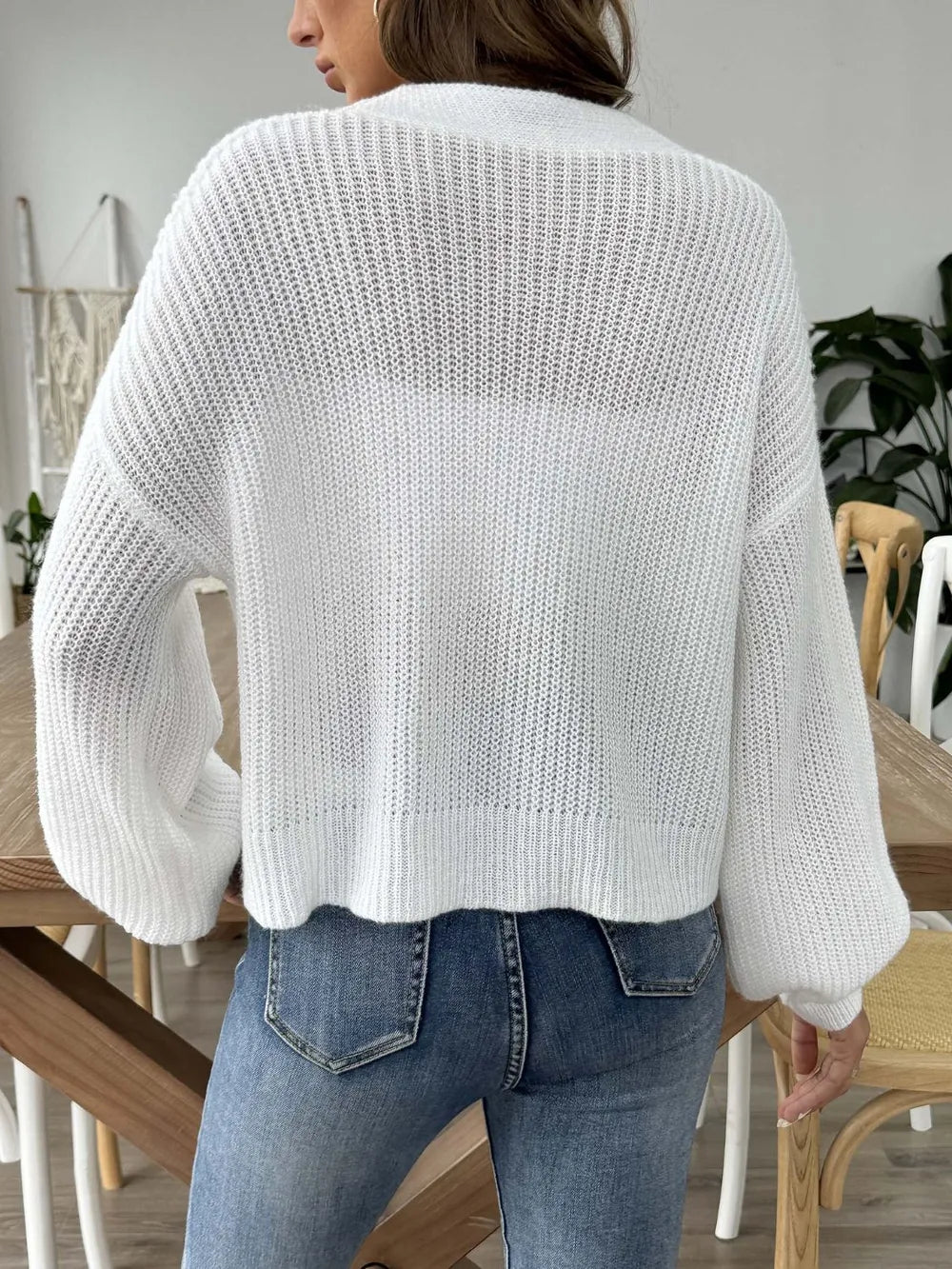 Heart Button Down V-Neck Long Sleeve Cardigan - Fashorio