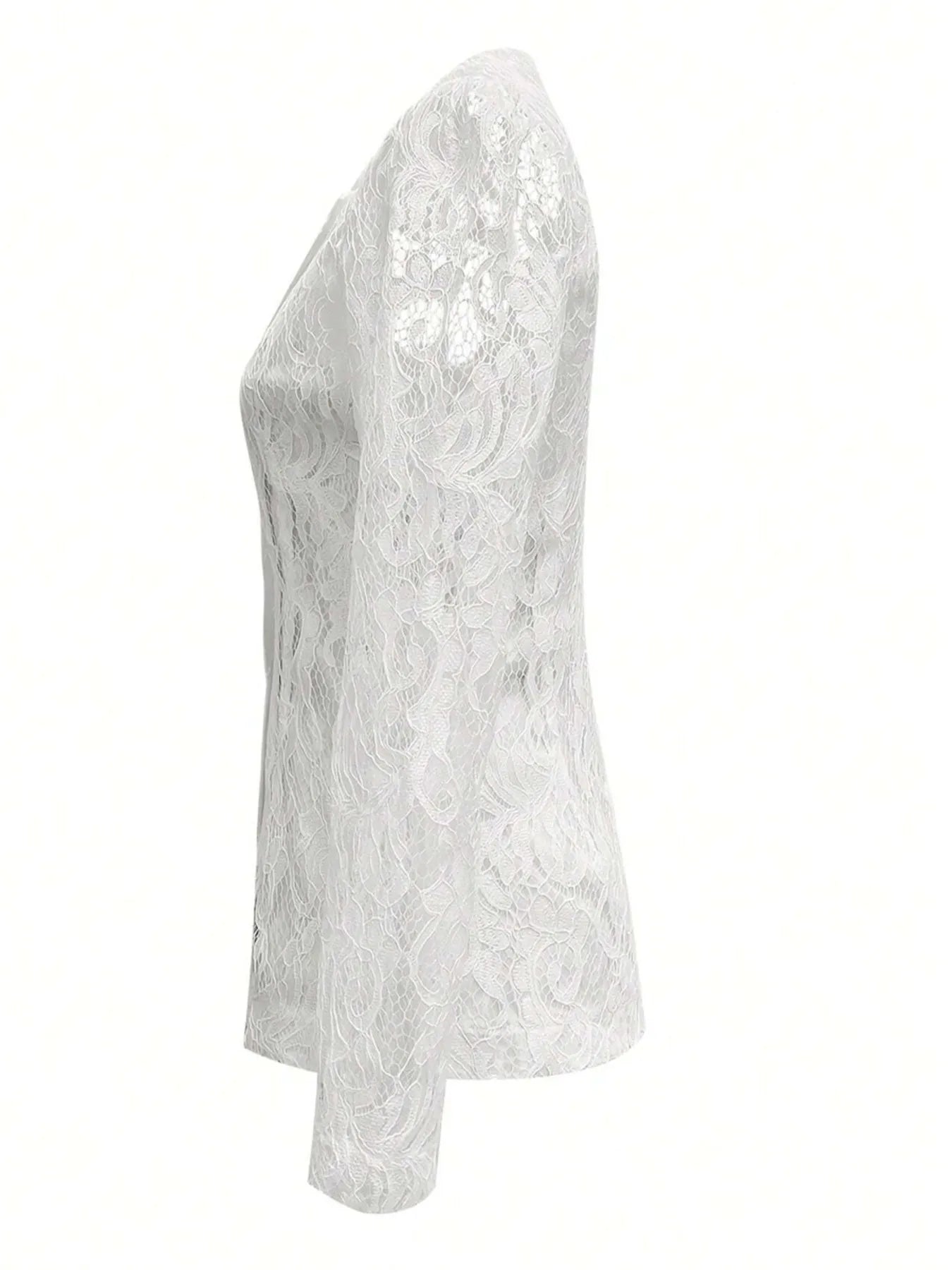 Floral Pattern Lace Single-Breasted Blazer - Fashorio